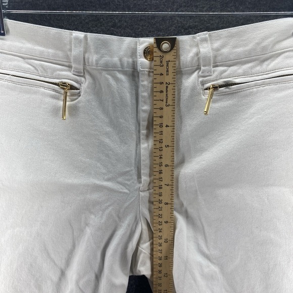 Ralph Lauren Capri Pants Womens 12 White Mid Rise Stretch‎ Hiking Zipper Pockets - Picture 5 of 11